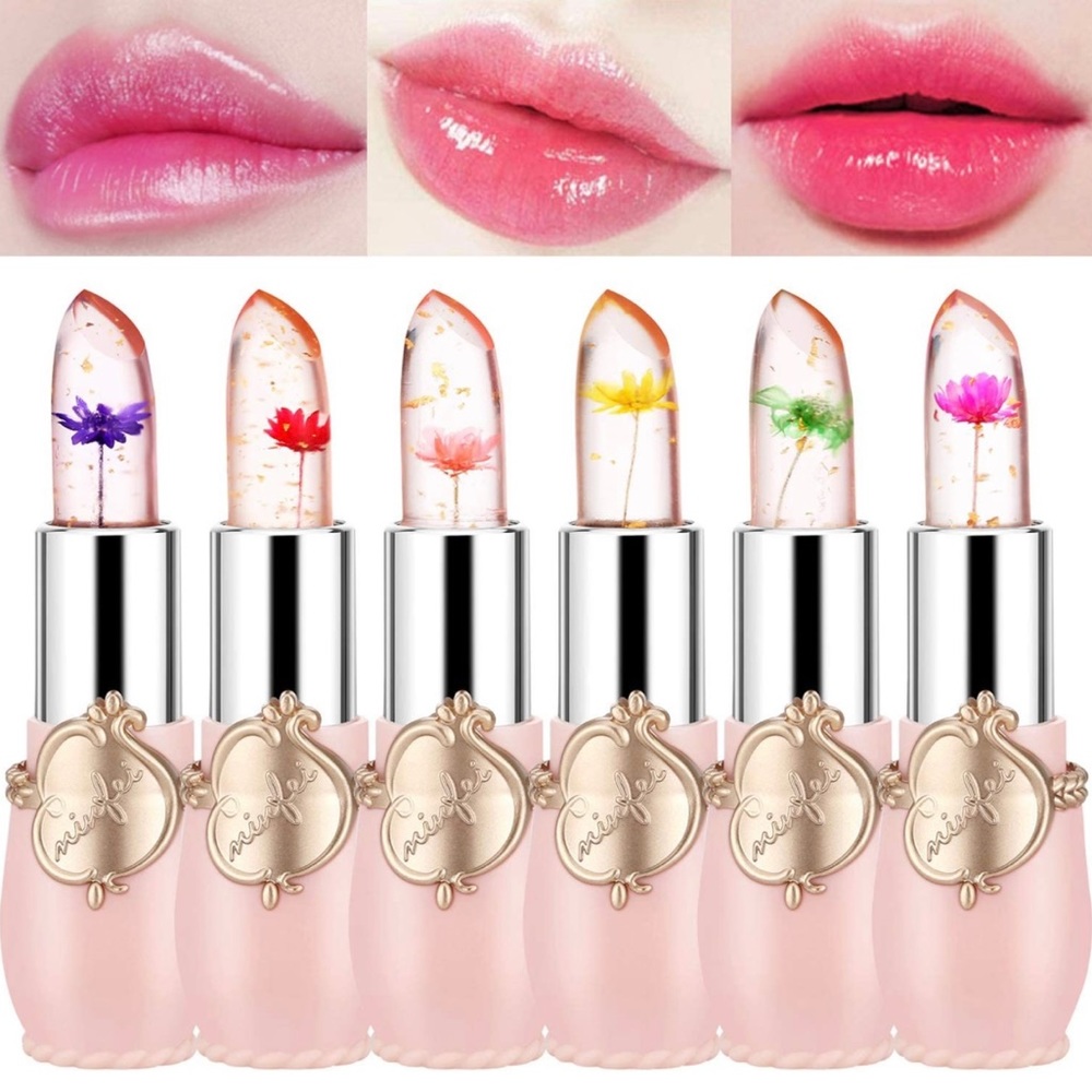 BNIB Flower Lip Gloss Crystal Jelly Lipstick Natural Ingredients Long Lasting